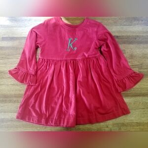 Monogrammed K girls red dress